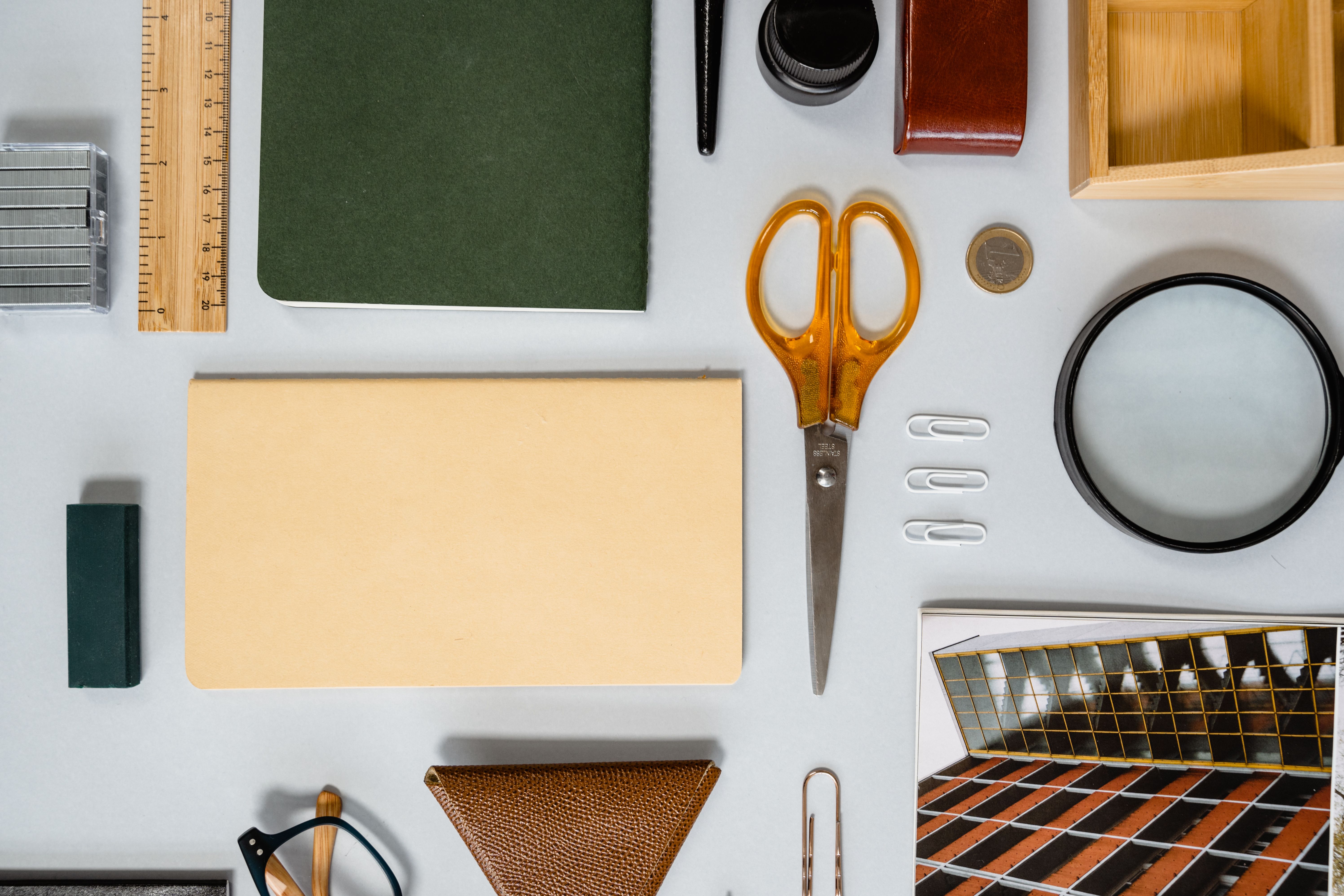 Fine stationery desk essentials and writing tools